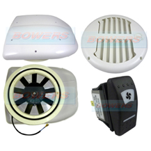 12v Low Profile Motorised Turbo Roof Air Vent & Extractor Fan + White Internal Closeable Vent